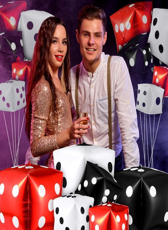 MiniInflat 18 Pcs Jumbo Dice Balloon Casino Theme Party Decoration 4d Square Inflatable Dice Foil Casino Balloon for Game Night Las Vegas Birthday Bunco Prom Party Decoration(Multicolor) - Image 2